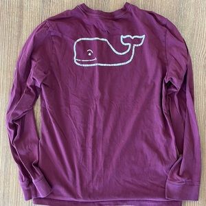 Vineyard Vines Maroon Whale T-shirt Long Sleeve